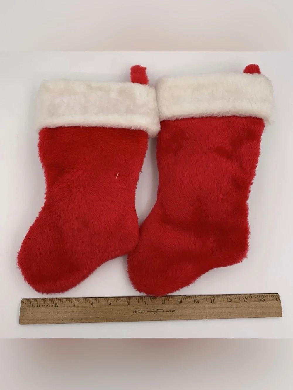 2 Vintage Santa’s Best Christmas Stockings 14” Small Mouse Cat Stuffed Animals.